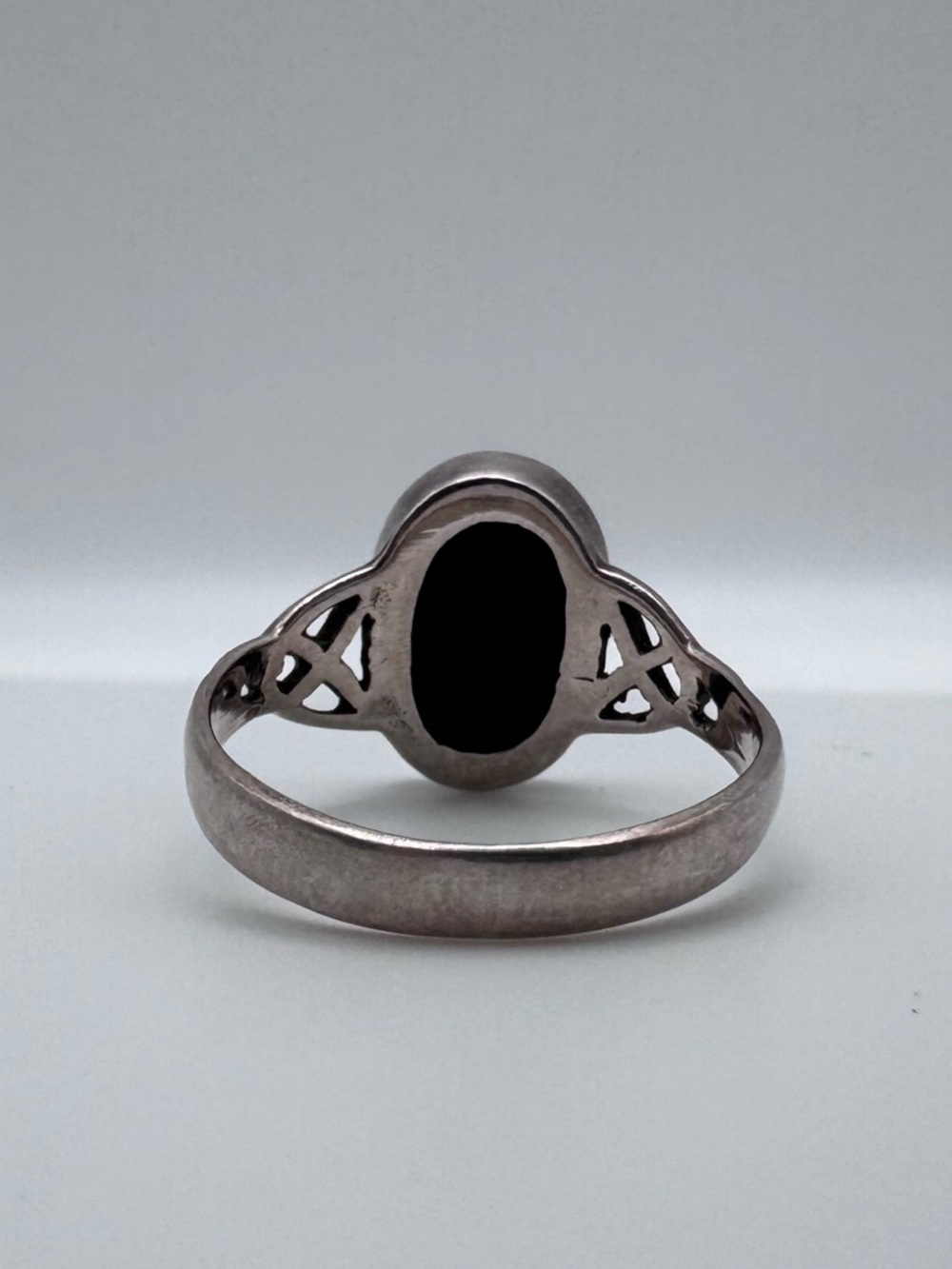 Sterling Silver 925 Oval Black Onyx Inlay Gemstone Ring Size 8.25 - Picture 6 of 7